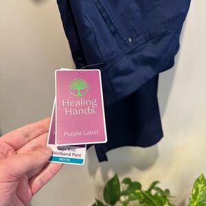 Healing Hands Navy Yoga Knit Waistband Scrub Pant
